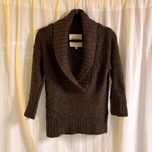 Vintage Y2K Abercrombie & Fitch Shawl Collar Sweater Brown Wool Blend M